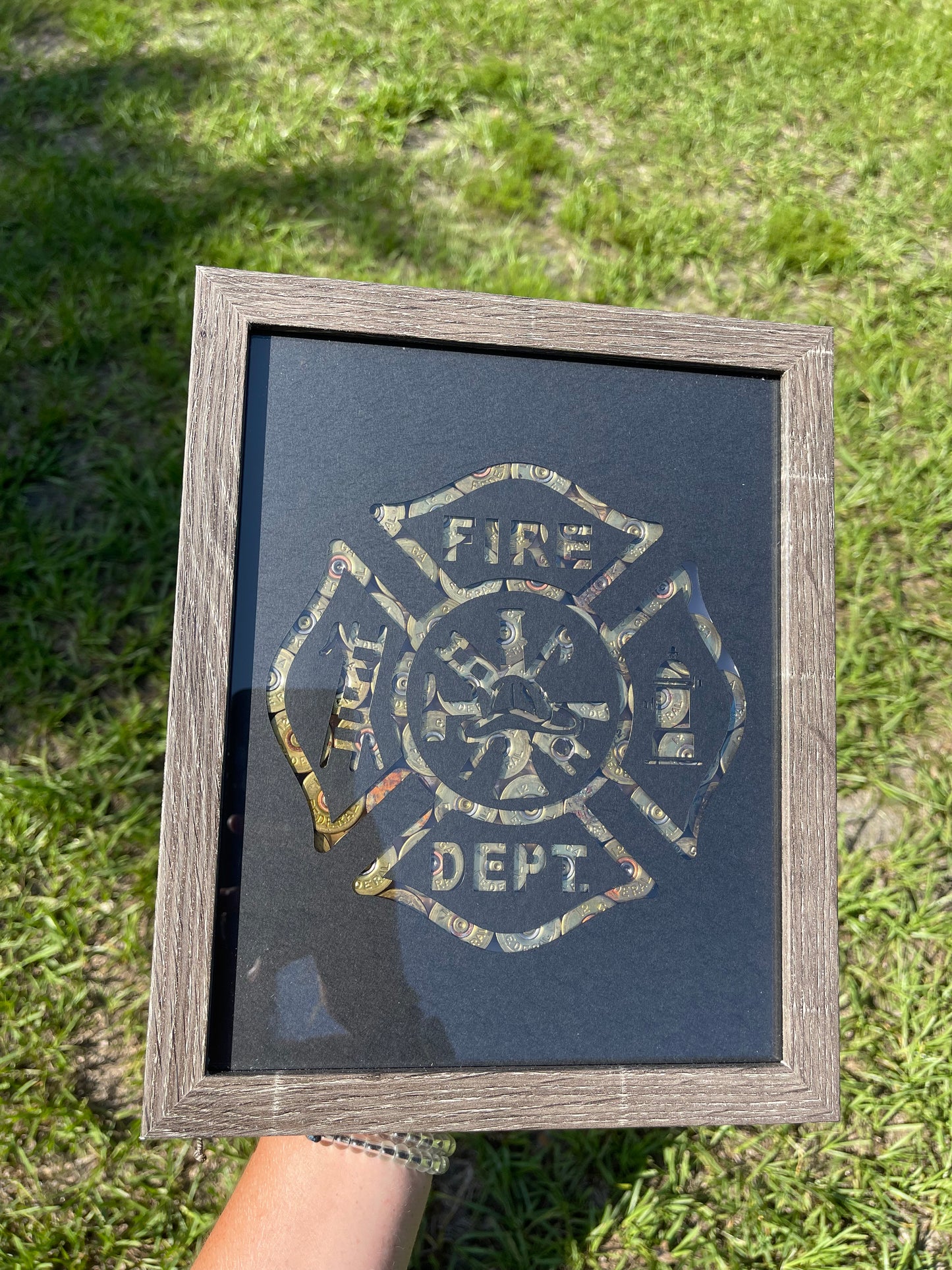 Firefighter Maltese Cross Shotgun Shell Frame