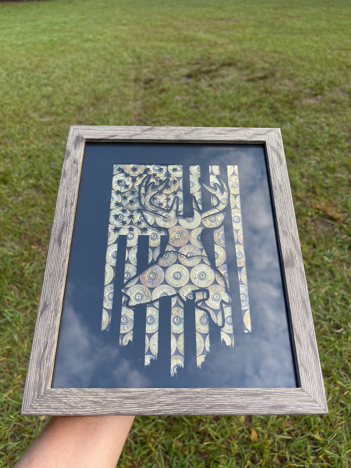 American Flag, Bass and Buck Shotgun Shell Frame